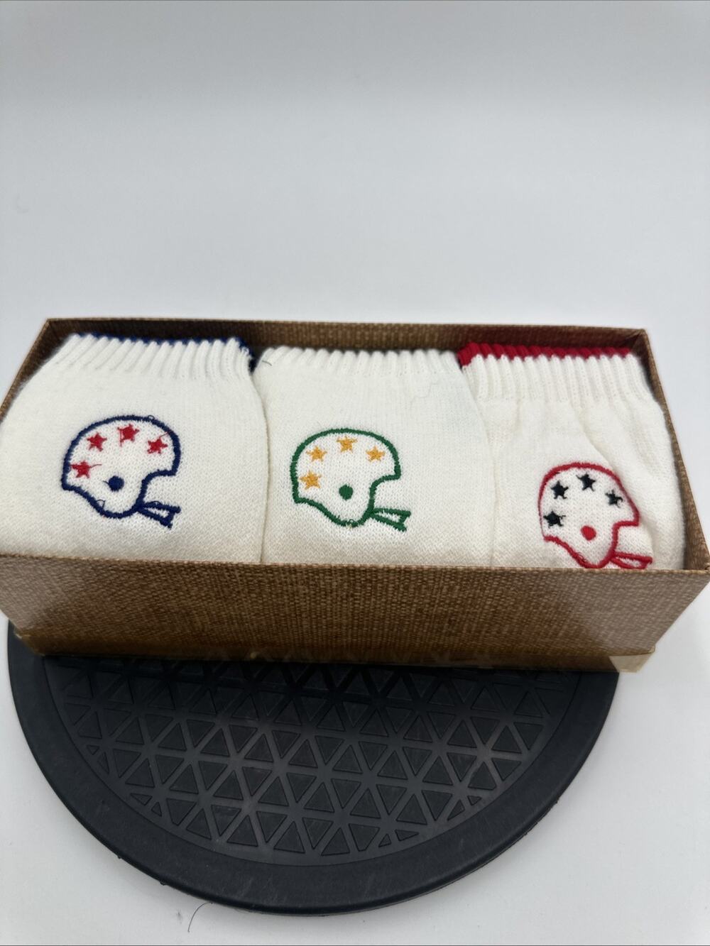 Vintage Sears Over The Calf Striped Tube Football Embroidered Socks Super Rare